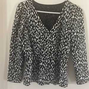 Women’s size 0 top.  Black and white. J. Crew.  Long sleeve.